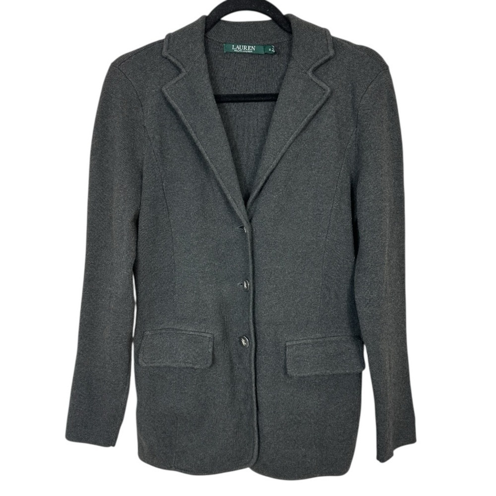 Ralph Lauren gray sweater knit blazer size small - Picture 1 of 6